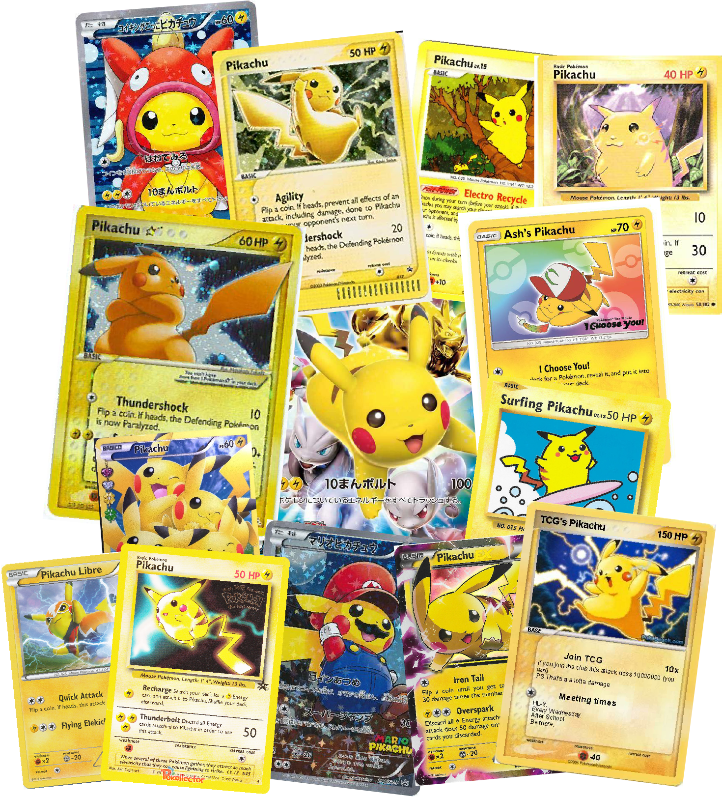 Assorted_ Pikachu_ Pokemon_ Cards_ Collection PNG Image