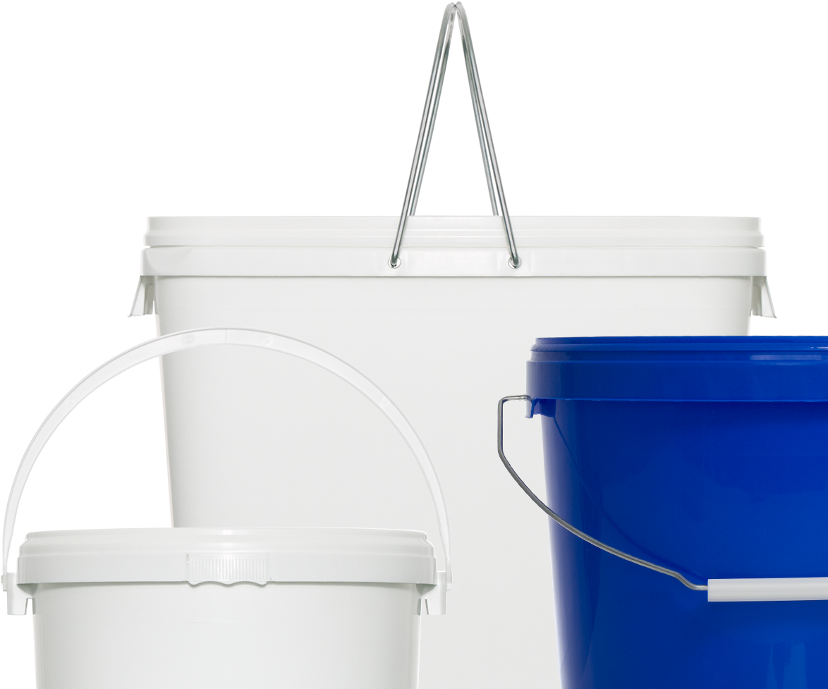 Assorted Plastic Buckets PNG Image