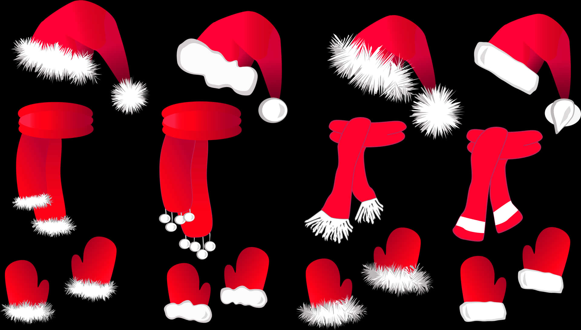 Assorted Santa Hatsand Accessories PNG Image