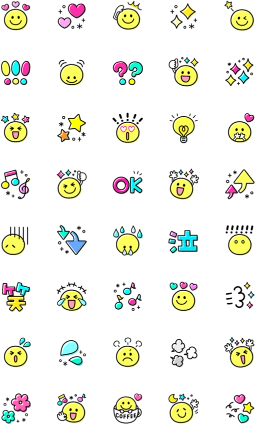 Assorted Smiley Emojis Pattern PNG Image