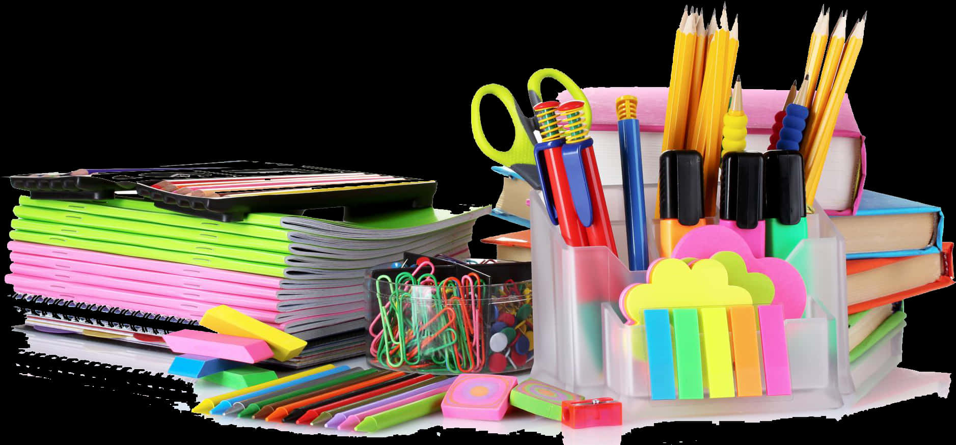 Assorted Stationery Items Collection PNG Image