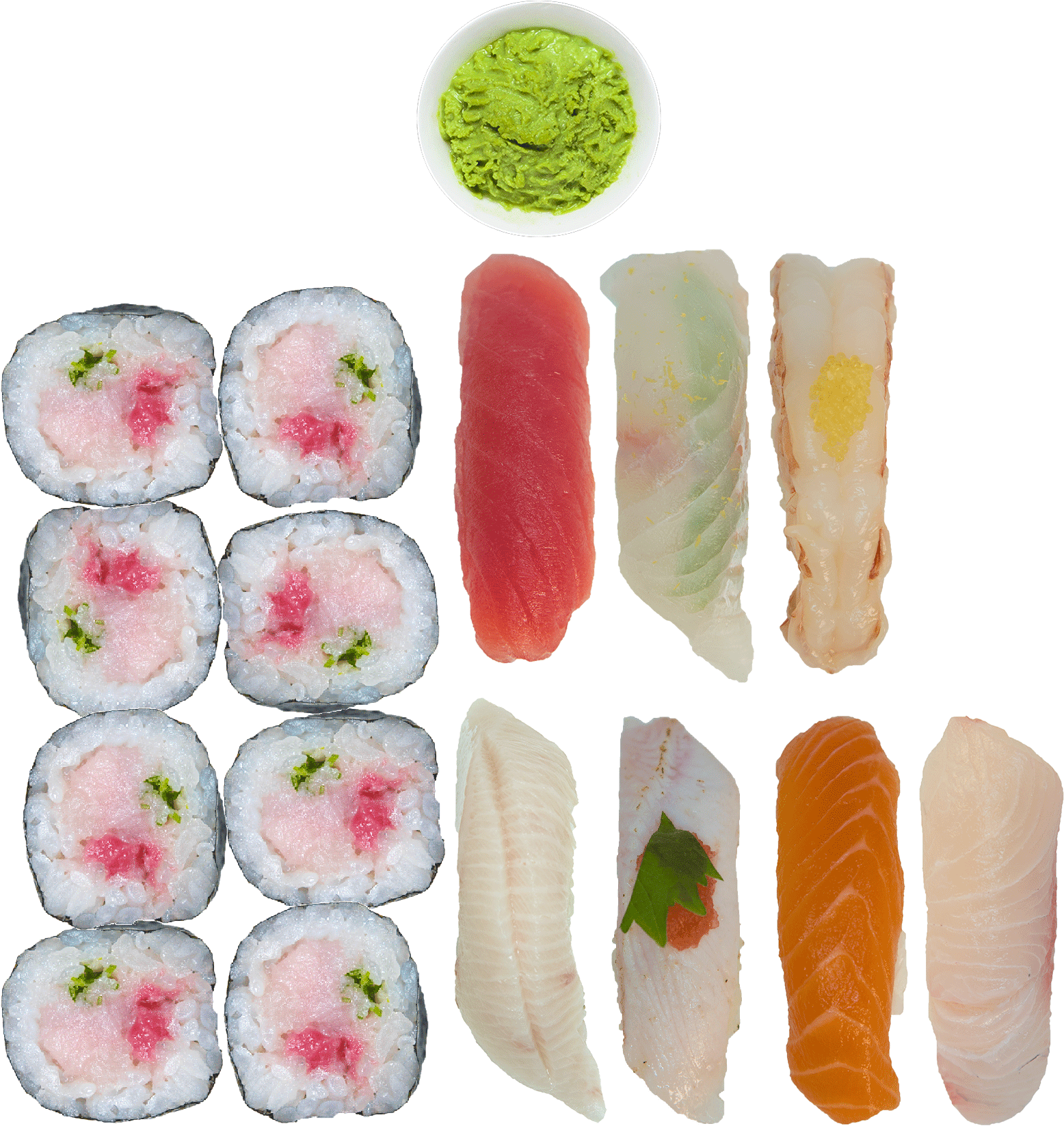 Assorted Sushiand Sashimi Selection PNG Image