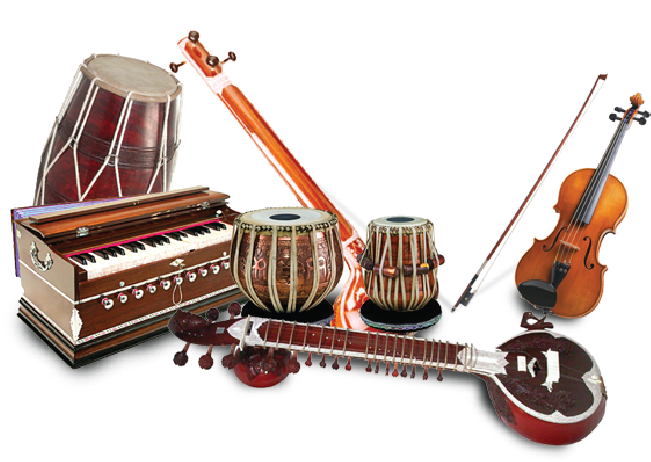 Assorted Traditional Musical Instruments PNG Image