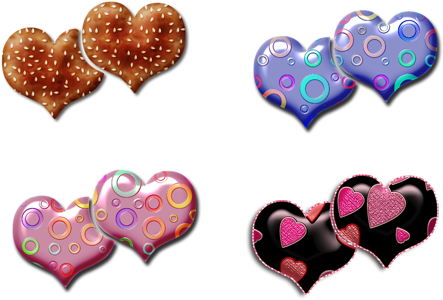 Assorted Valentine Hearts Design PNG Image