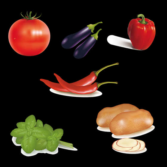 Assorted Vegetables Vector Illustration PNG Image