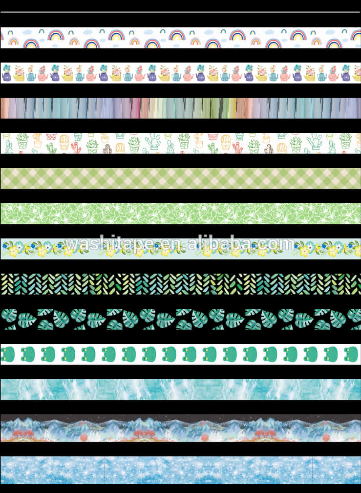 Assorted Washi Tape Designs PNG Image