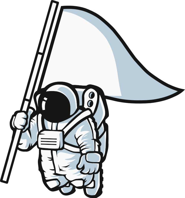 Astronaut Cartoon Holding Flag PNG Image