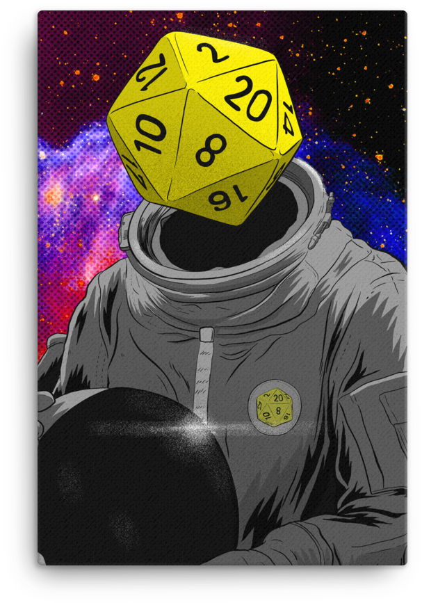 Astronaut D20 Cosmic Backdrop PNG Image