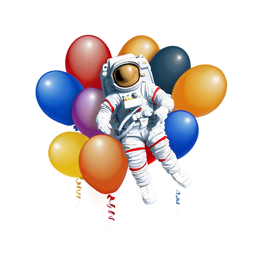 Astronaut Floating With Balloons Png Kts12 PNG Image