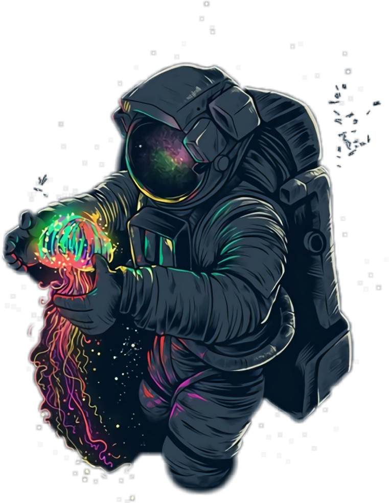 Astronaut Holding Cosmic Energy Illustration PNG Image