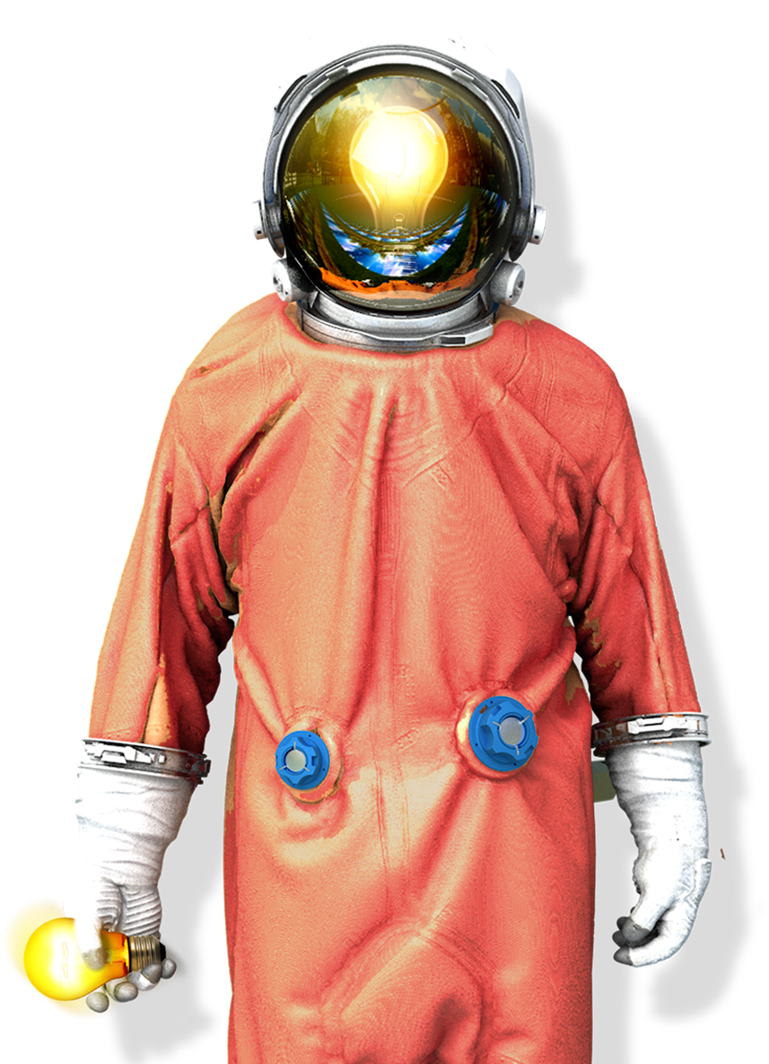 Astronaut Holding Light Bulb PNG Image