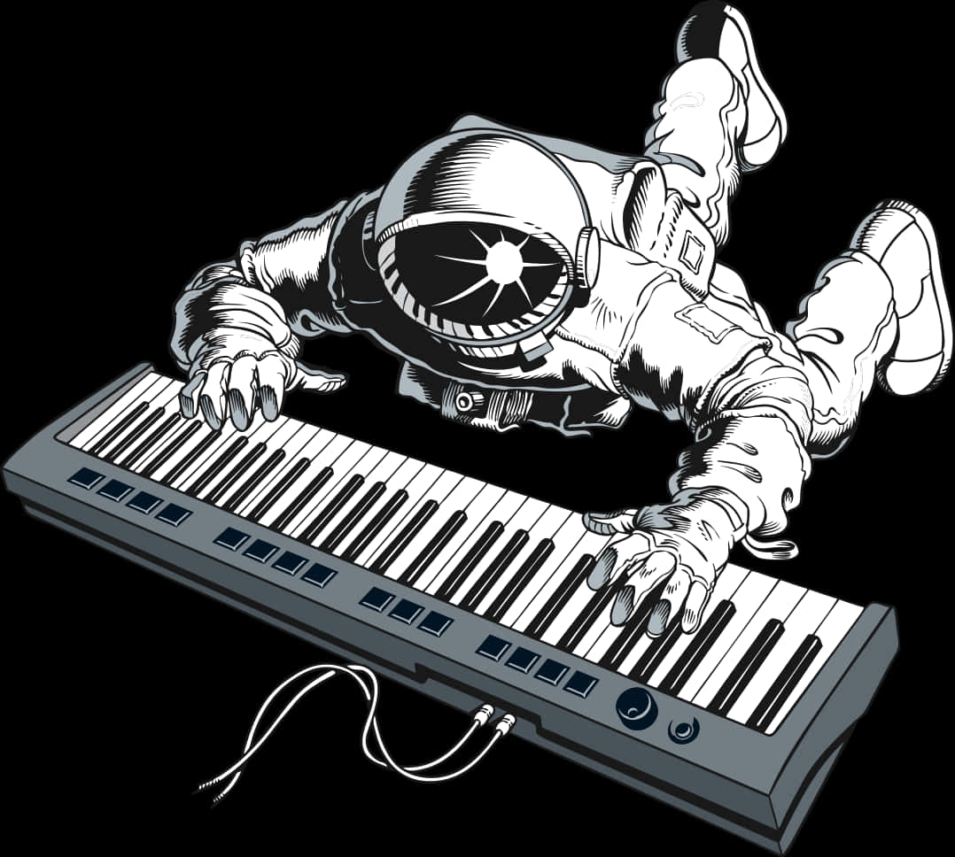 Astronaut Keyboard Performance PNG Image