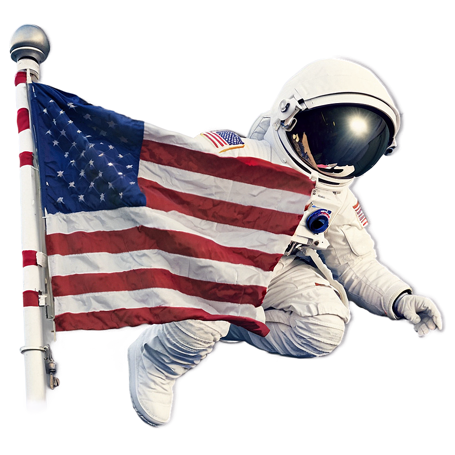 Astronaut Planting Flag Png Ksl PNG Image