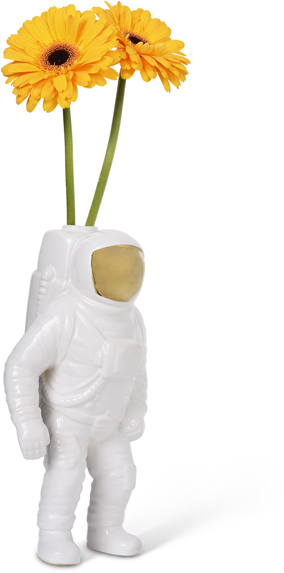 Astronaut Vasewith Yellow Flowers PNG Image