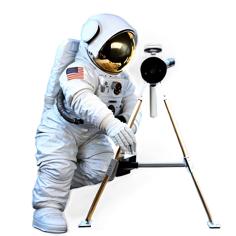 Astronaut With Telescope Png 1 PNG Image