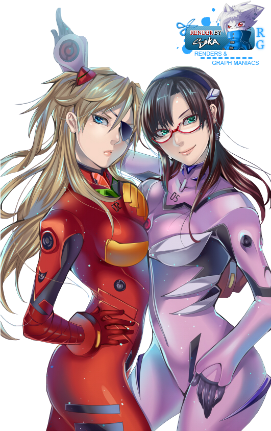 Asukaand Mari Evangelion Characters PNG Image