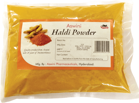 Aswini Haldi Powder Package PNG Image