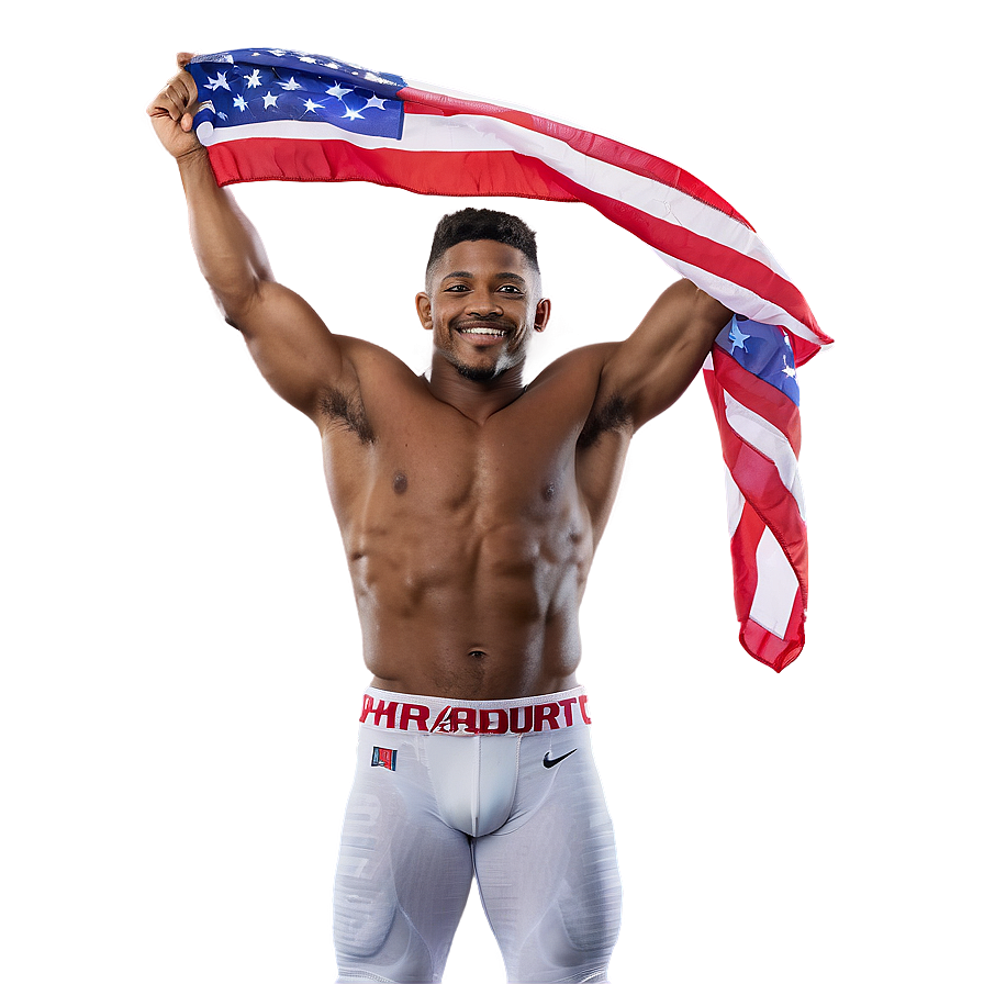 Athletewith American Flag PNG Image