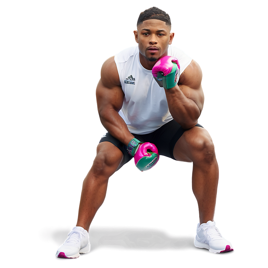 Athletic Man Boxing Gloves Pose PNG Image