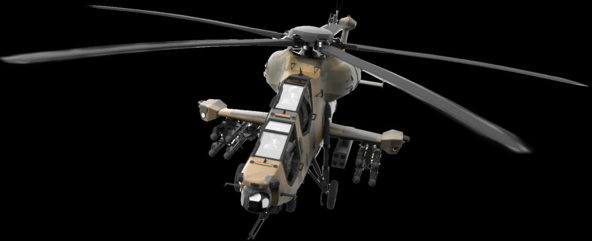 Attack Helicopterin Flight PNG Image