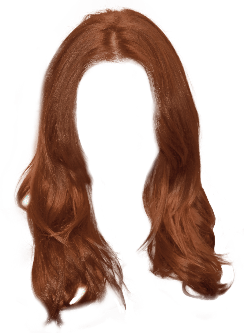 Auburn Wavy Hair Wig Transparent Background PNG Image