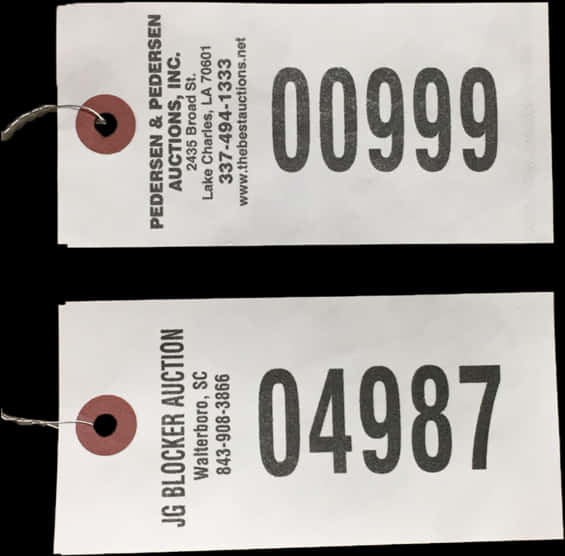 Auction Price Tags00999and04987 PNG Image