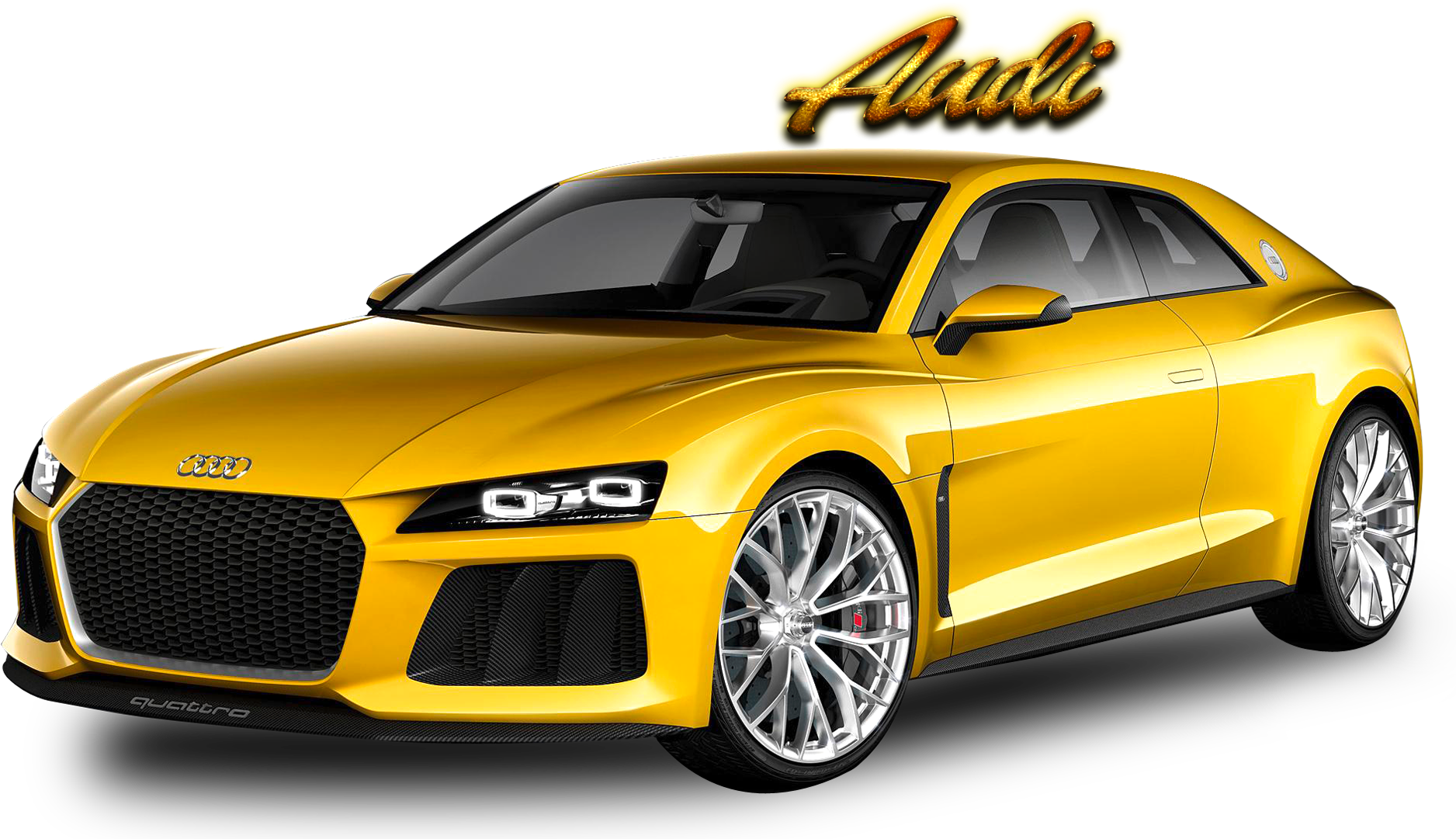 Audi Sportscar Yellow Quattro PNG Image