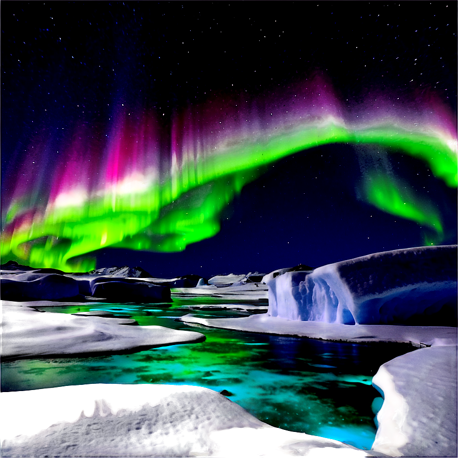 Aurora Borealis Over Icebergs Png 97 PNG Image