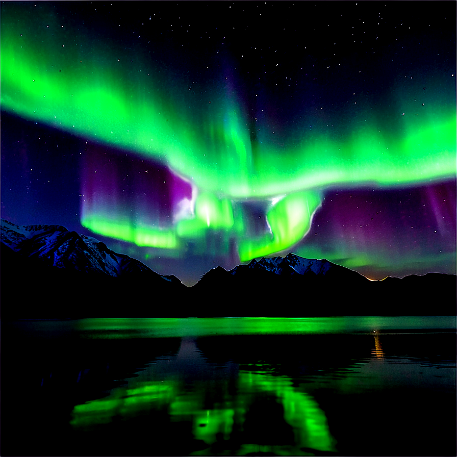 Aurora Borealis Over Lake Png Bsb5 PNG Image