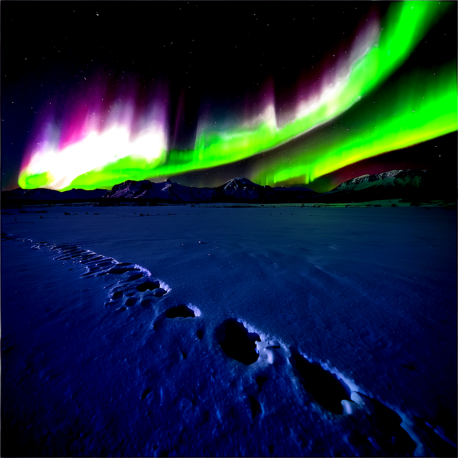 Aurora Borealis Over Snowfield Png 06242024 PNG Image