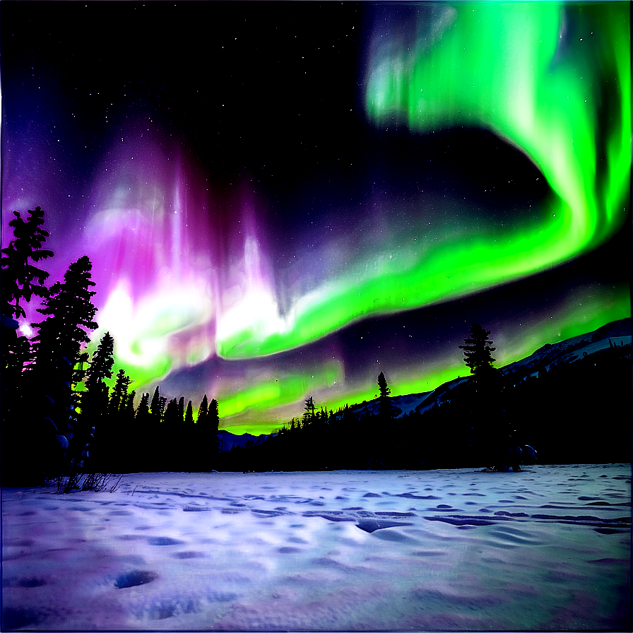 Aurora Borealis Over Snowfield Png Dls35 PNG Image