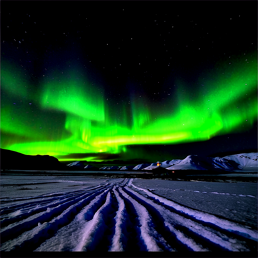 Aurora Borealis Over Snowfield Png Tkf38 PNG Image