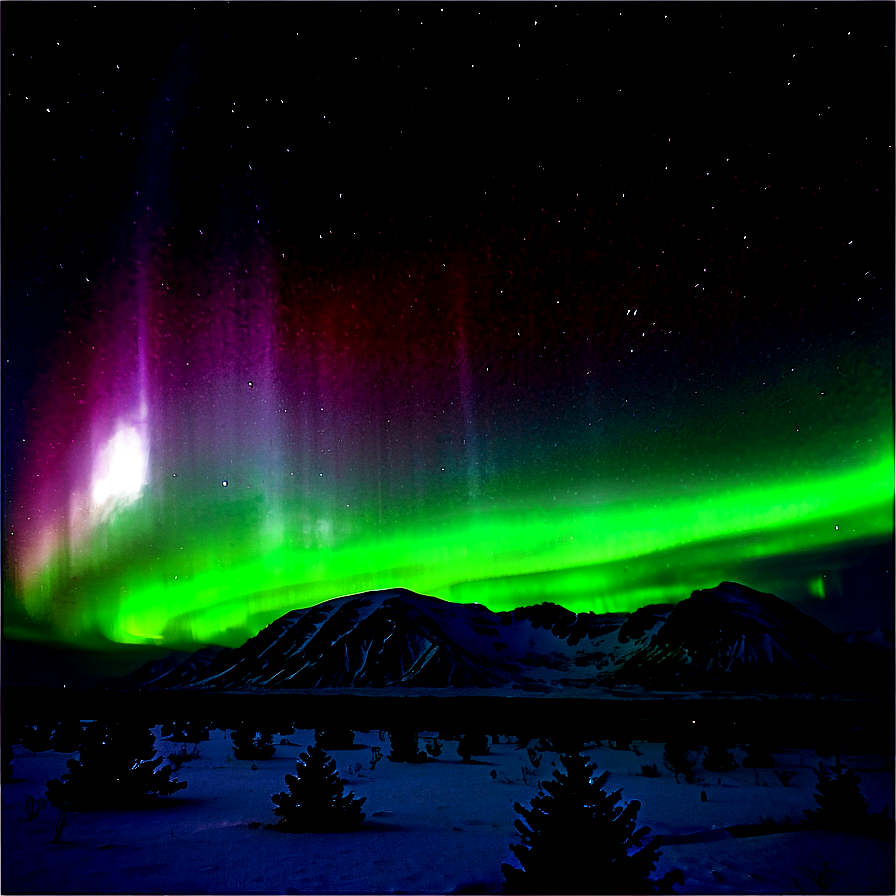 Aurora Borealis Over Tundra Png Ewr90 PNG Image