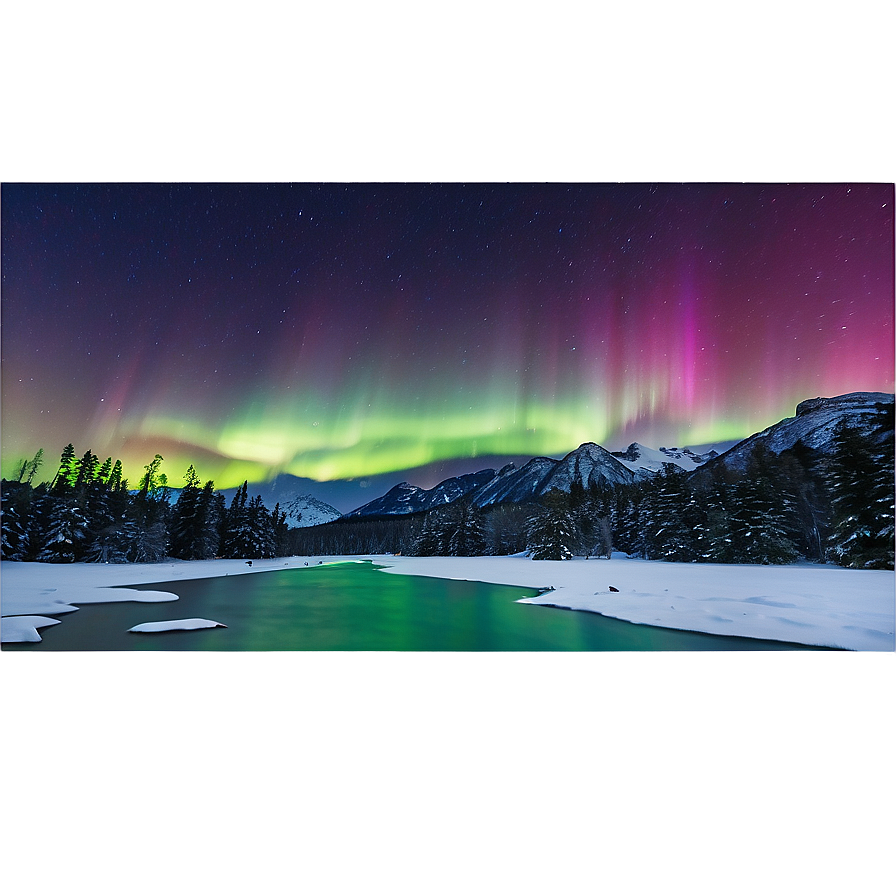 Aurora Over Snowy Wilderness Png Amr PNG Image