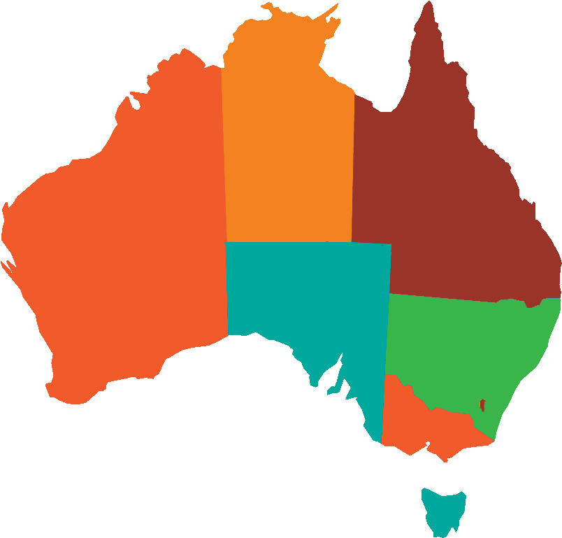 Australia Color Coded Map PNG Image