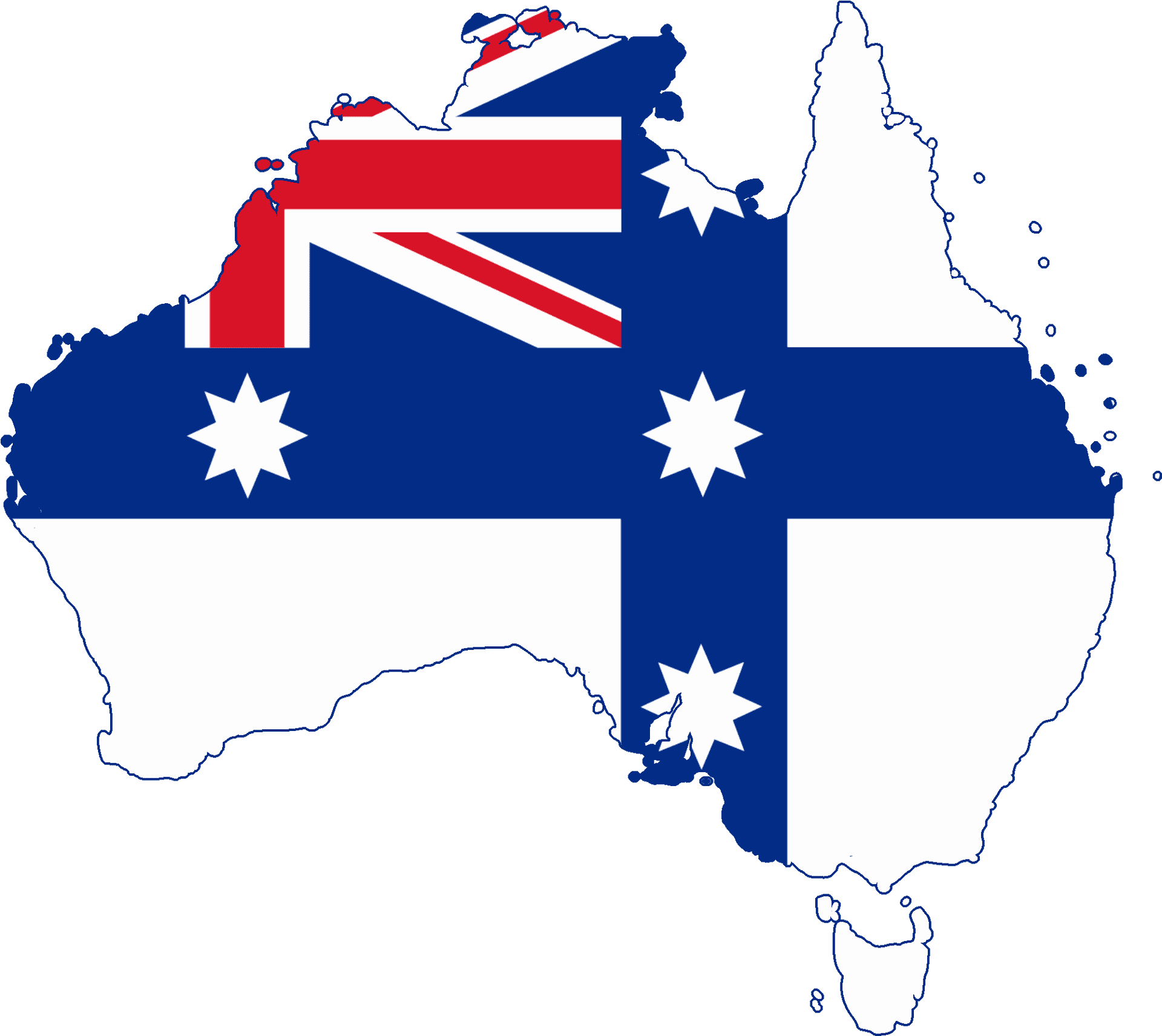 Australia Flag Map Graphic PNG Image