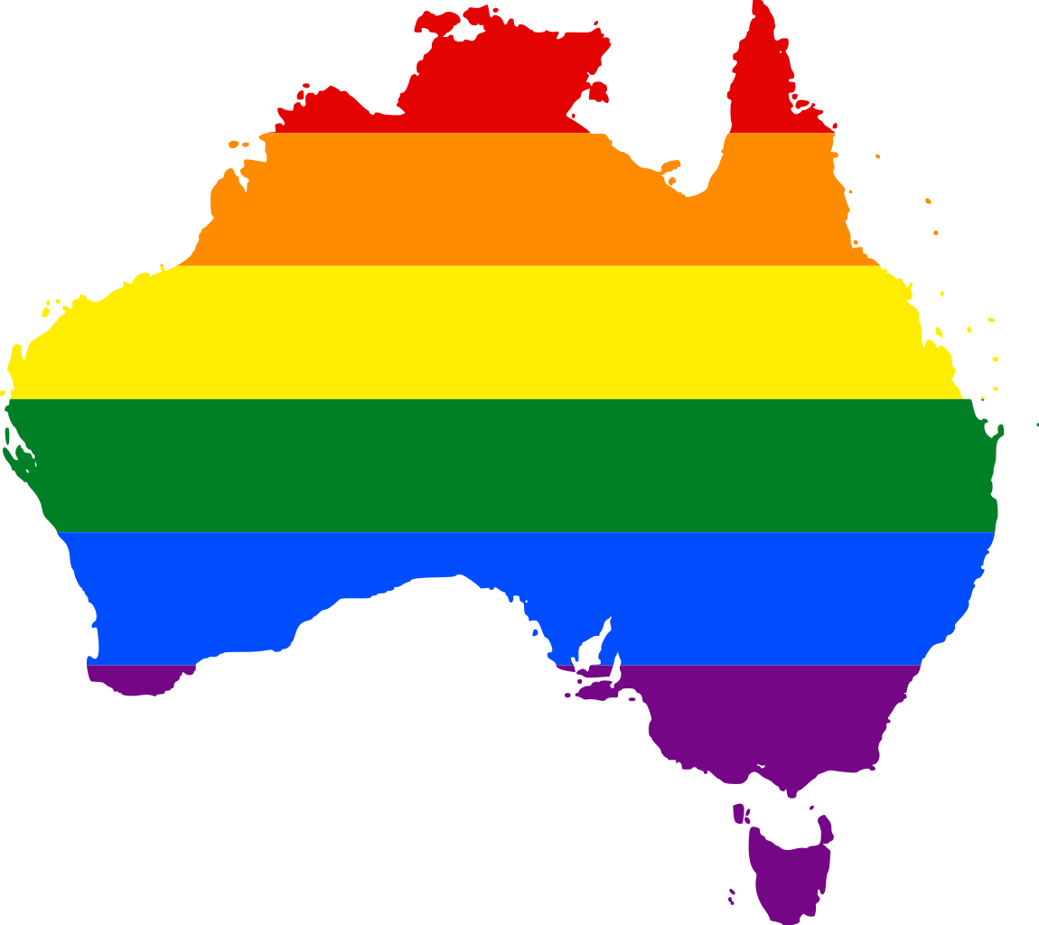 Australia Map Rainbow Flag Overlay PNG Image