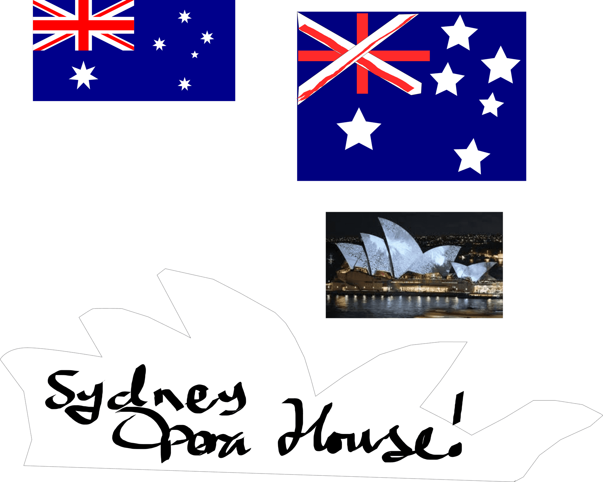 Australian Flagsand Sydney Opera House PNG Image