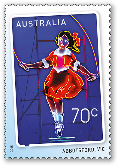 Australian Neon Skipping Girl Vinegar Stamp PNG Image