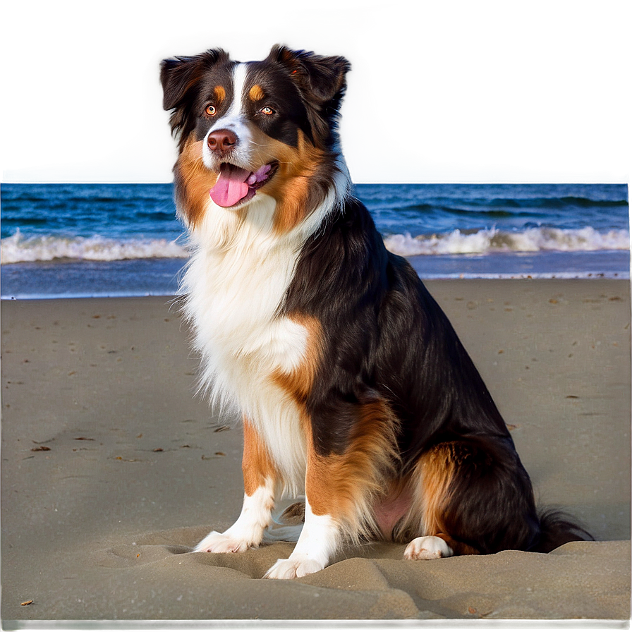 Australian Shepherd On Beach Png 21 PNG Image