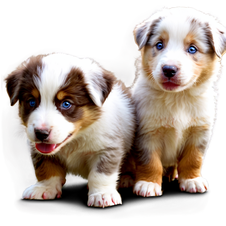 Australian Shepherd Puppies Playing Png Oep PNG Image