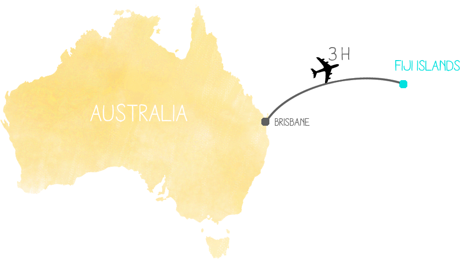 Australiato Fiji Flight Path Map PNG Image