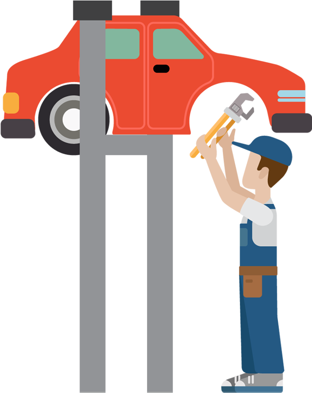 Auto Mechanic Workingon Car PNG Image