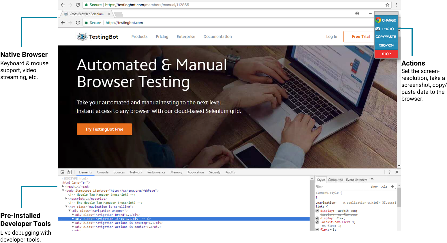 Automated Browser Testing Service Screenshot PNG Image