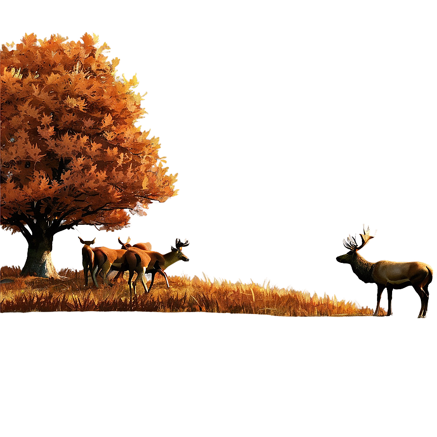 Autumn Deer Scenery Png Hqf PNG Image