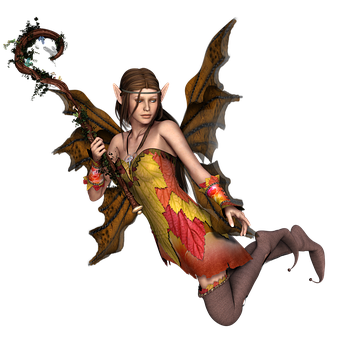 Autumn_ Fairy_with_ Staff PNG Image