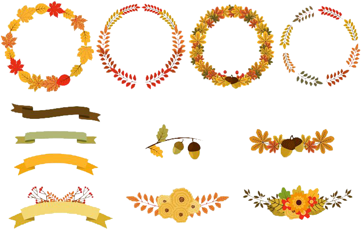 Autumn Floral Wreath Collection PNG Image