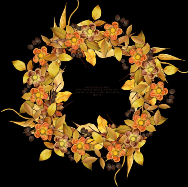 Autumn_ Floral_ Wreath_ Graphic PNG Image