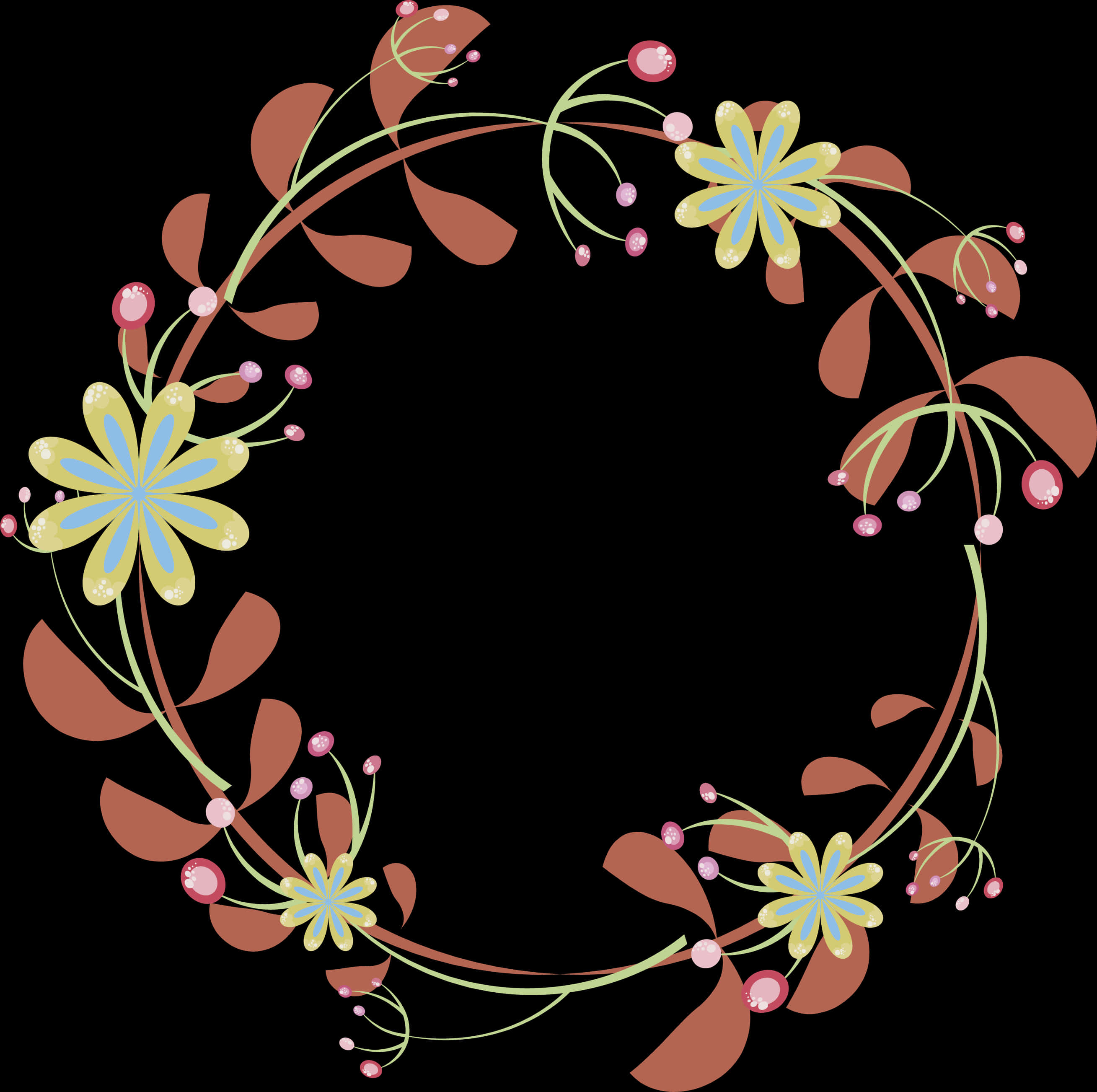 Autumn_ Floral_ Wreath_ Vector PNG Image