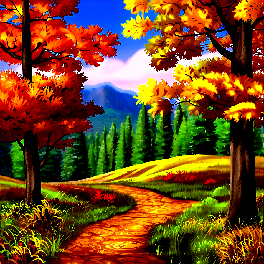 Autumn Forest Scenery Png Pua PNG Image